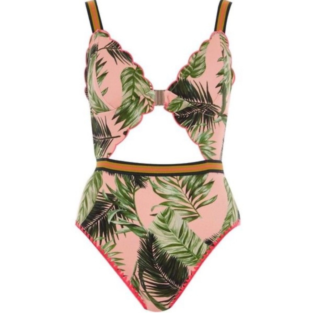 River Island Green Leaf Print Swimsuit